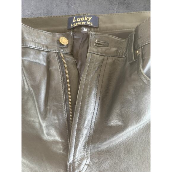 Vtg Black Leather Moto Pants Men’s 38 Biker Rocker Punk Y2K - Picture 3 of 11